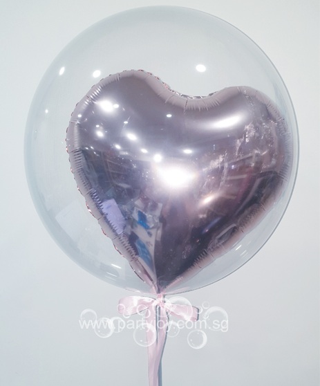 Foil Shape Heart Balloon IN Bubble Balloon